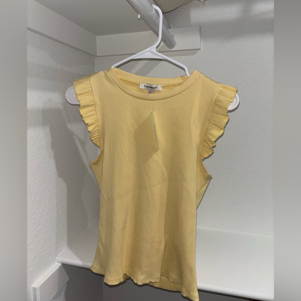 Yellow Ruffle Sleeve Top